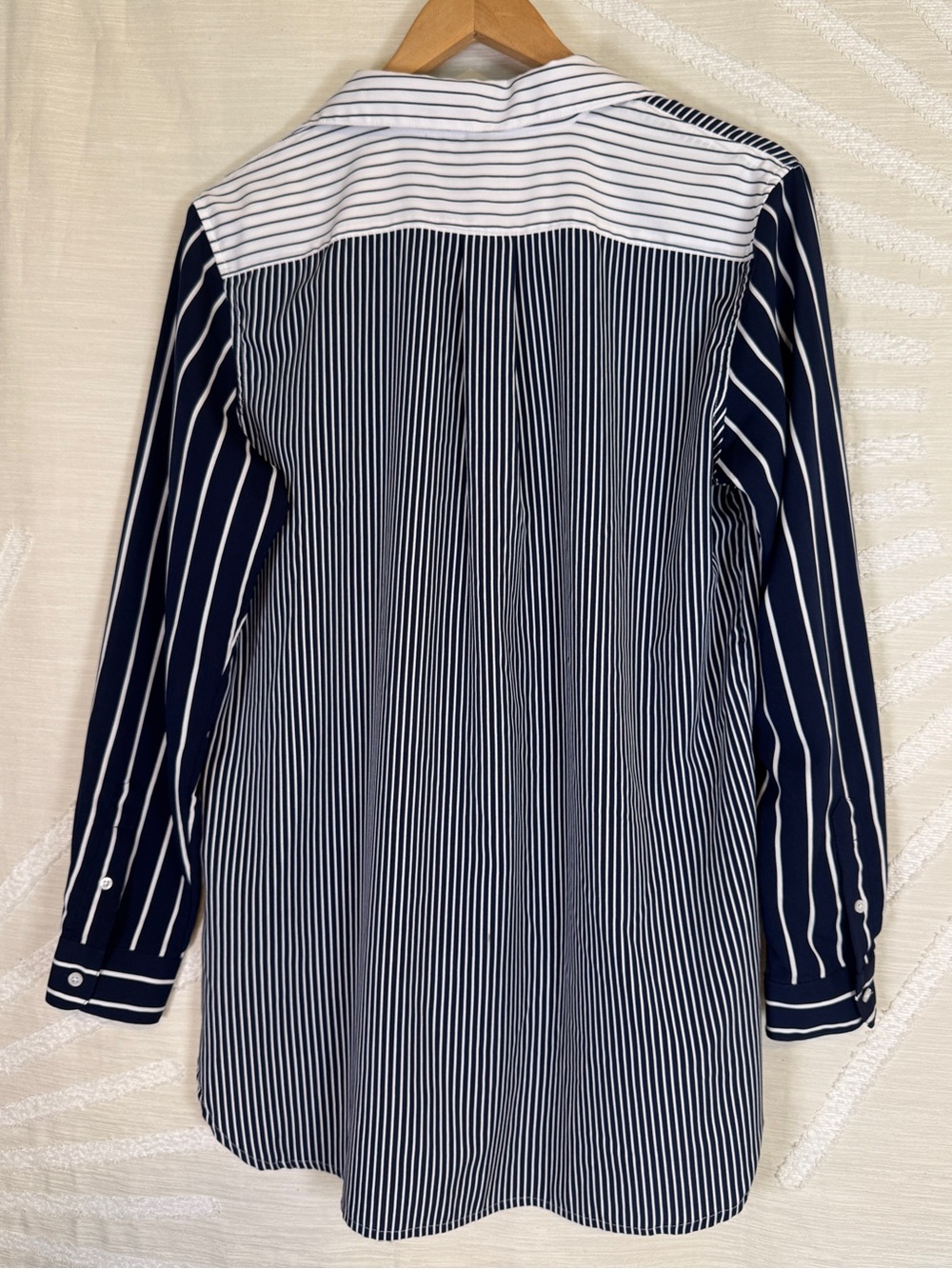 Lauren Ralph Lauren Women’s Medium Navy White Mixed Stripe Tunic Blouse Nautical - Picture 3 of 10